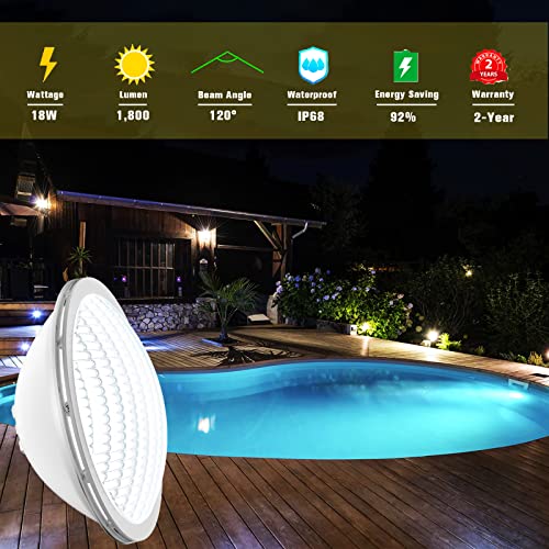 LyLmLe PAR56 LED Swimming Pool Lights | 18W 12V IP68 Waterproof Cold White