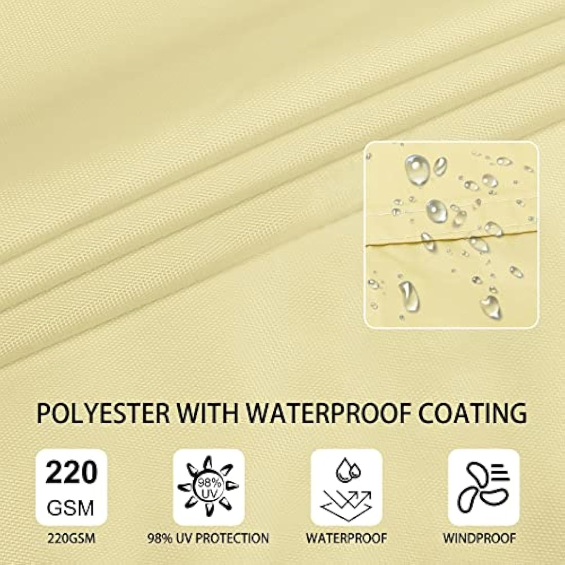 Ankuka Sun Shade Sail – 3m x 4m Waterproof Beige Rectangular Canopy