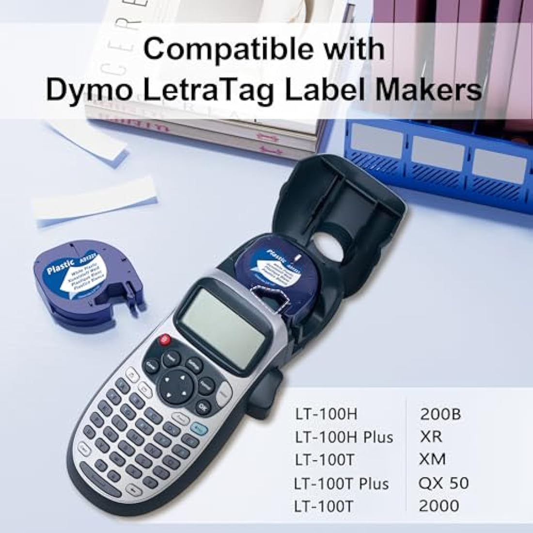 MarkField Compatible Dymo LetraTag Tape | 12mm x 4m White Plastic | 6-Pack