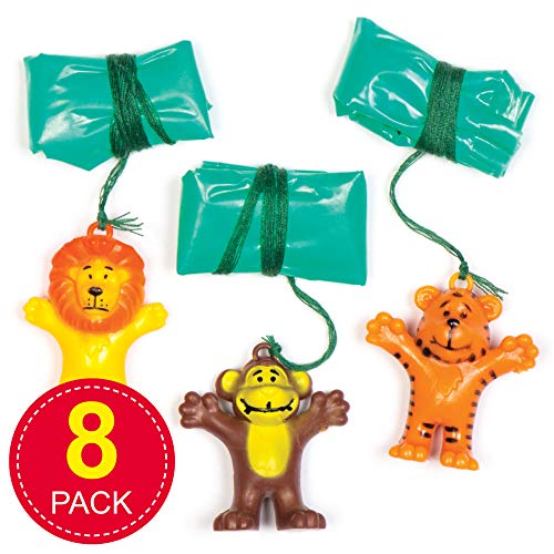 Baker Ross Mini Animal Parachute Toys – 8 Pack Jungle Party Bag Fillers