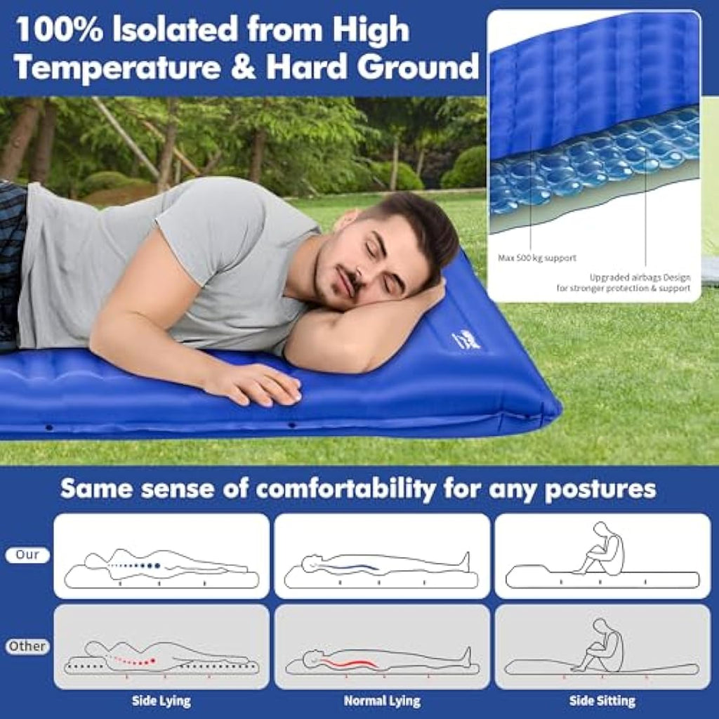 HiiPeak Inflatable Camping Sleeping Pad | 3.9 Inch Thick 40D Nylon Mat