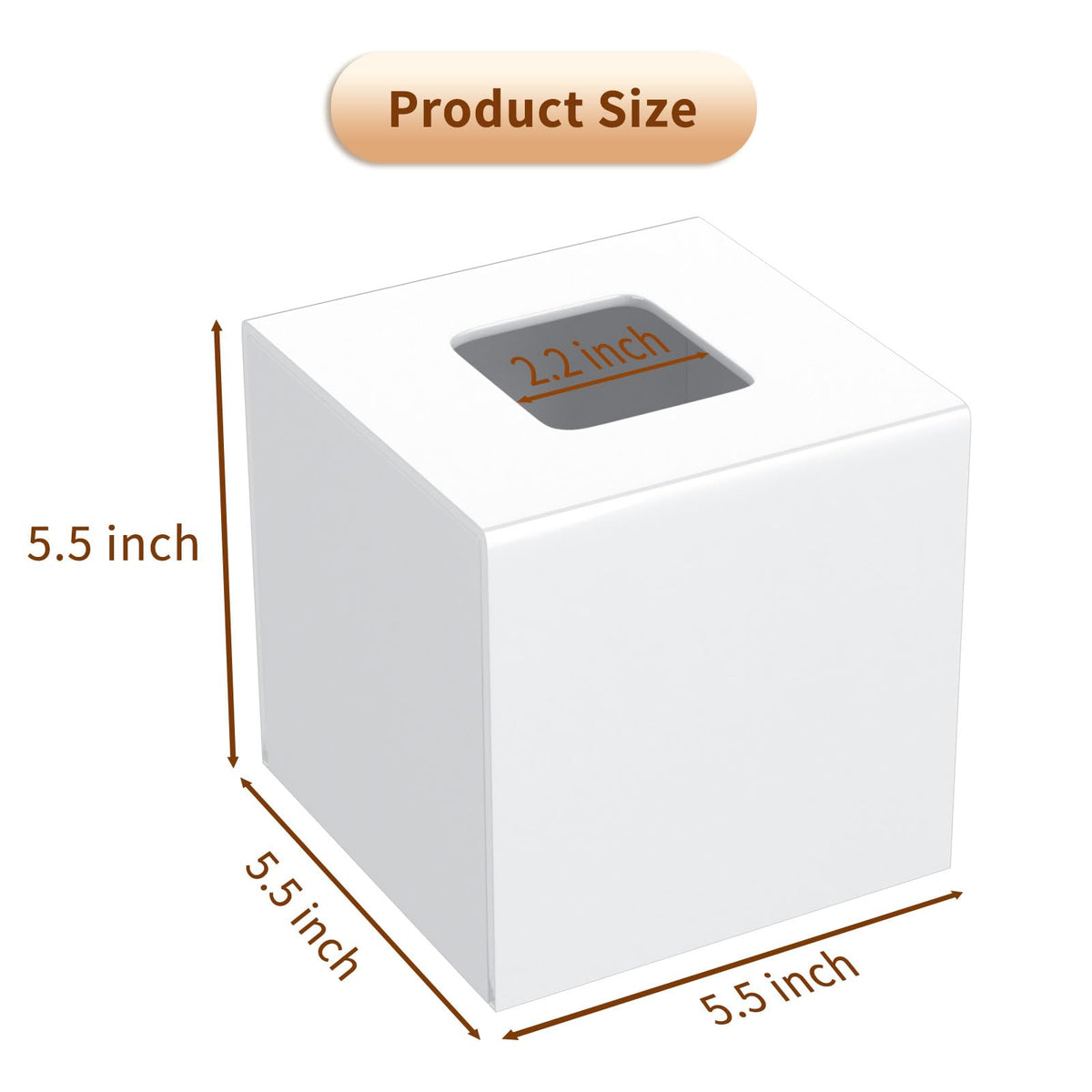 AITEE Acrylic Tissue Box Cover: White Square Tissue Holder Napkin Dispenser for Home Bathroom Kitchen Bedroom Office Coffee Table Restaurant - image 2
