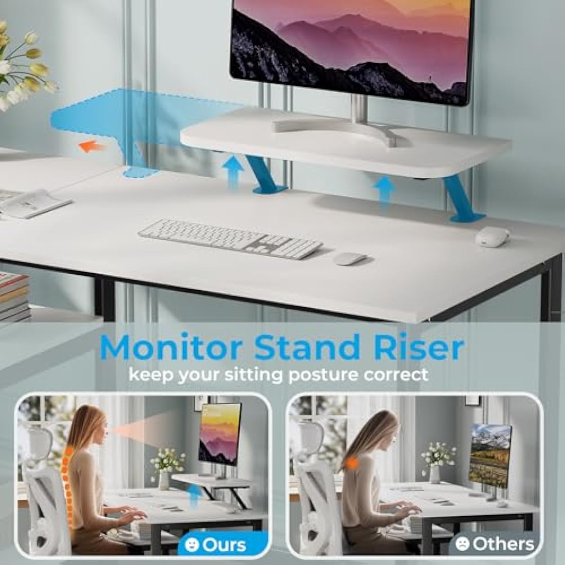 GreenForest Computer Desk with Monitor Stand and Reversible Shelves