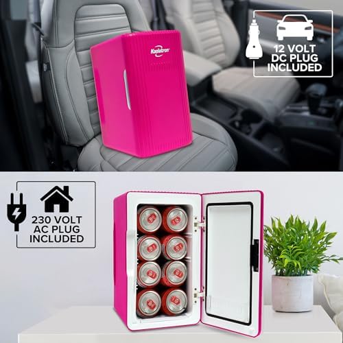 Koolatron Retro Mini Fridge | 6L Portable Cooler & Warmer - Pink