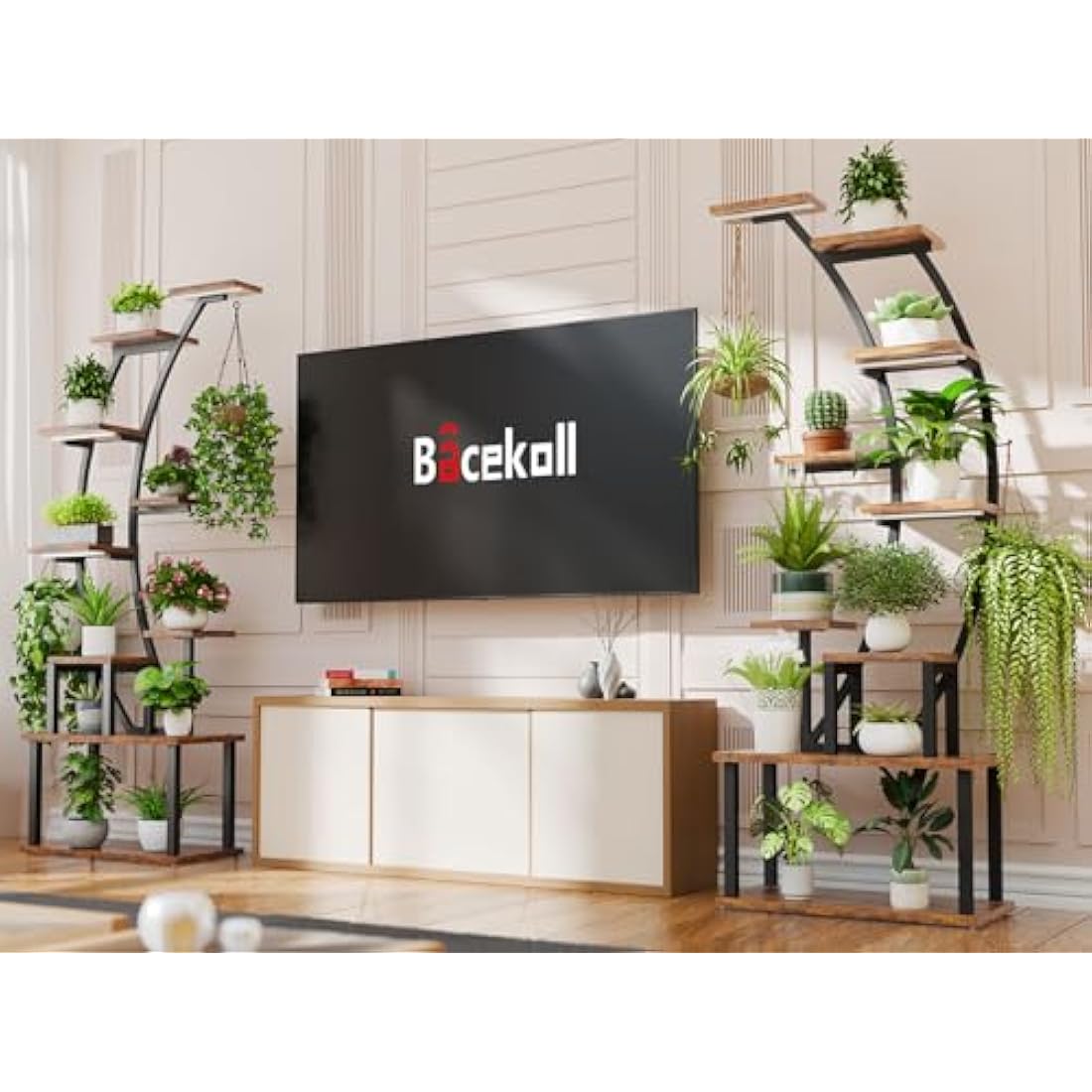 BACEKOLL 9-Tier Indoor Plant Stand with Grow Lights | 63" Metal Shelf