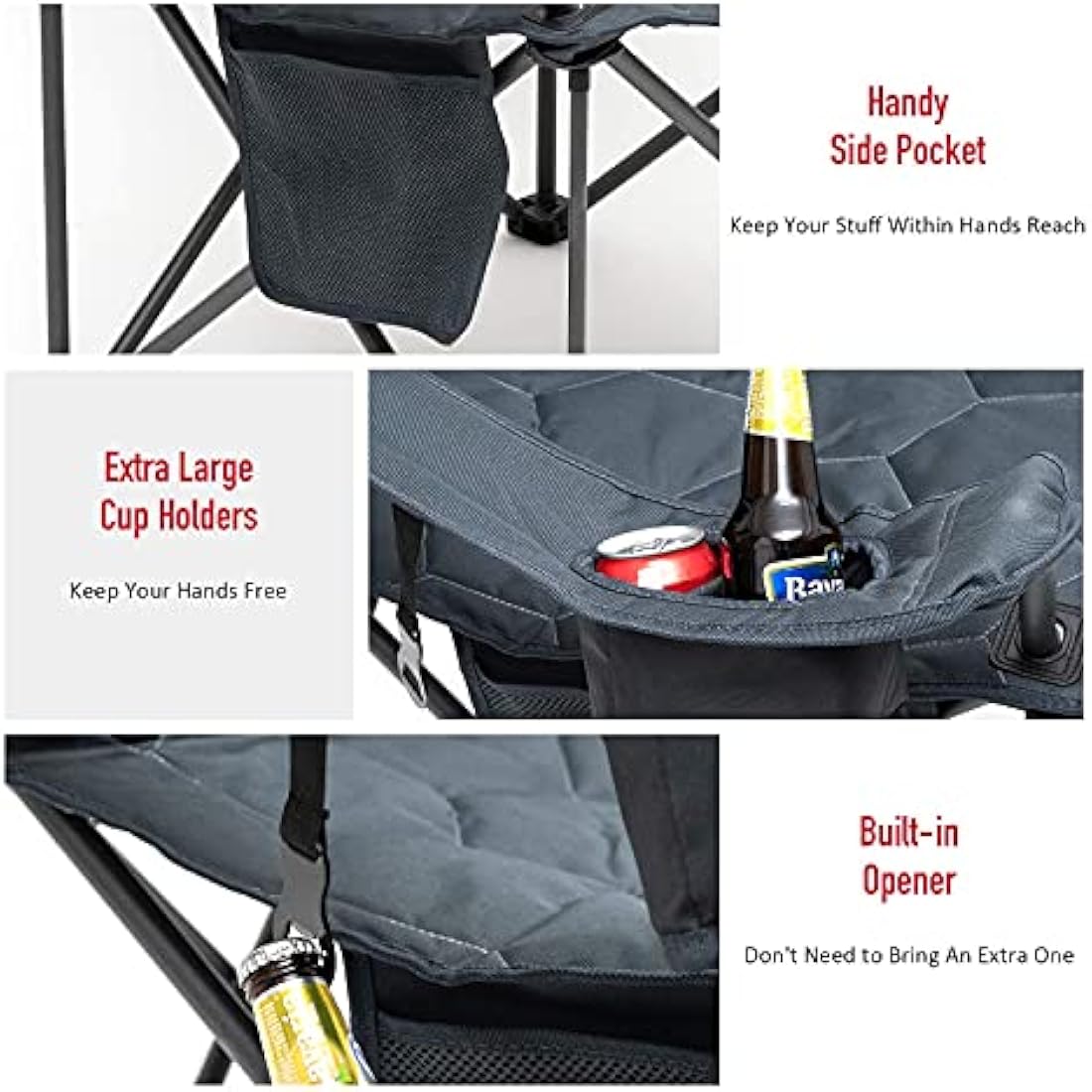 SUNNYFEEL Oversized Heavy-Duty Camping Chair - 500 lbs Capacity