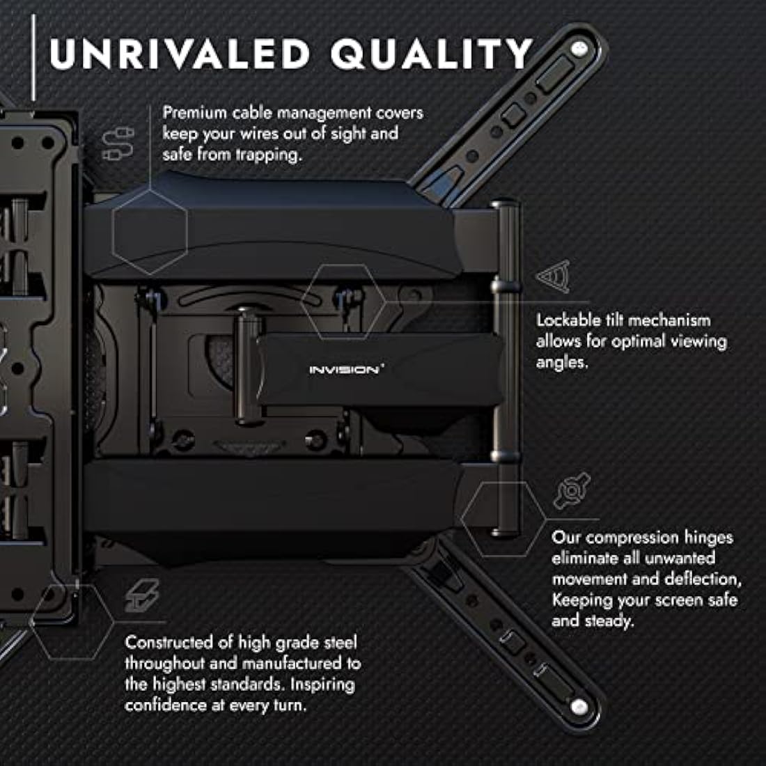 Invision Full Motion TV Wall Mount for 24-60 Inch Screens | HDTV-E