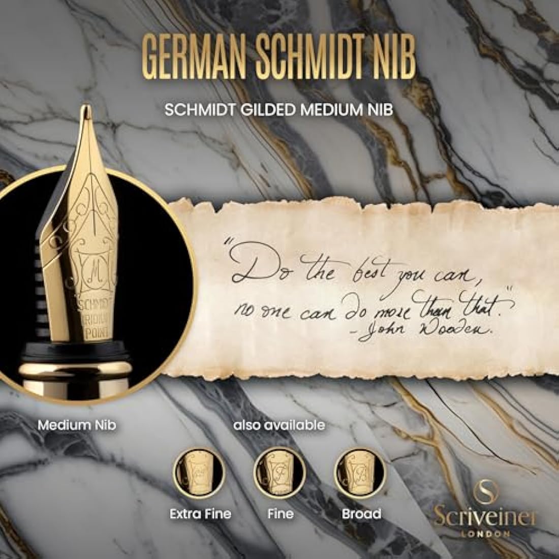 Scriveiner Silver Chrome Fountain Pen – Gold Plated Schmidt Medium Nib