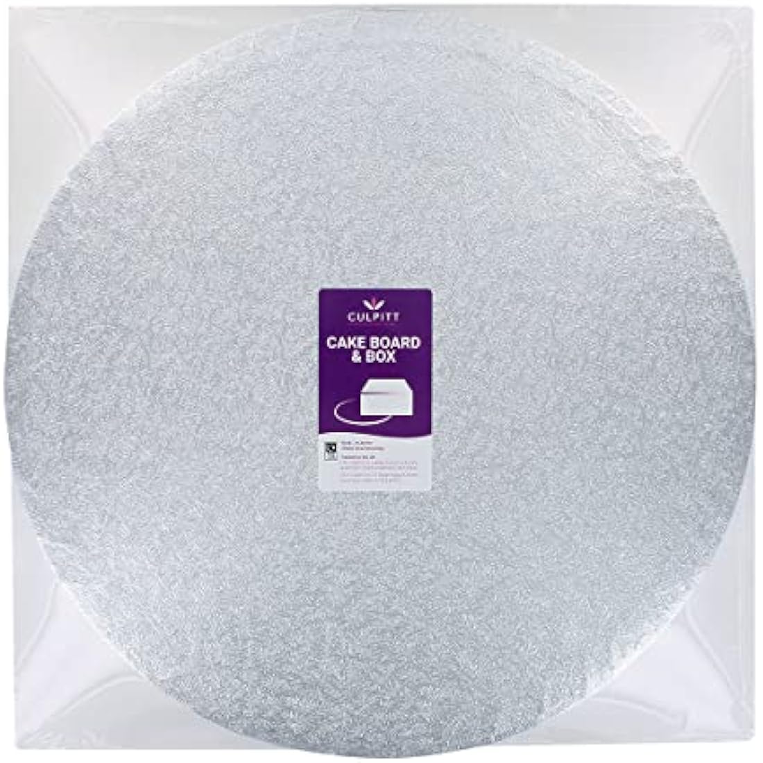 Culpitt 14" Round Silver Cake Drum and 12" Tall White Box Combo Set