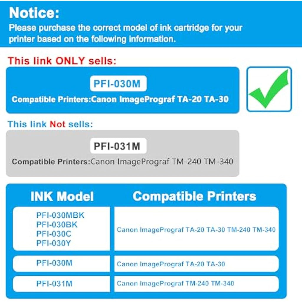 LCL PFI-030 Magenta Ink Cartridge for Canon ImagePrograf TA-20 TA-30