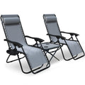 VOUNOT Zero Gravity Chair Set of 2 | Folding Outdoor Recliner - Grey