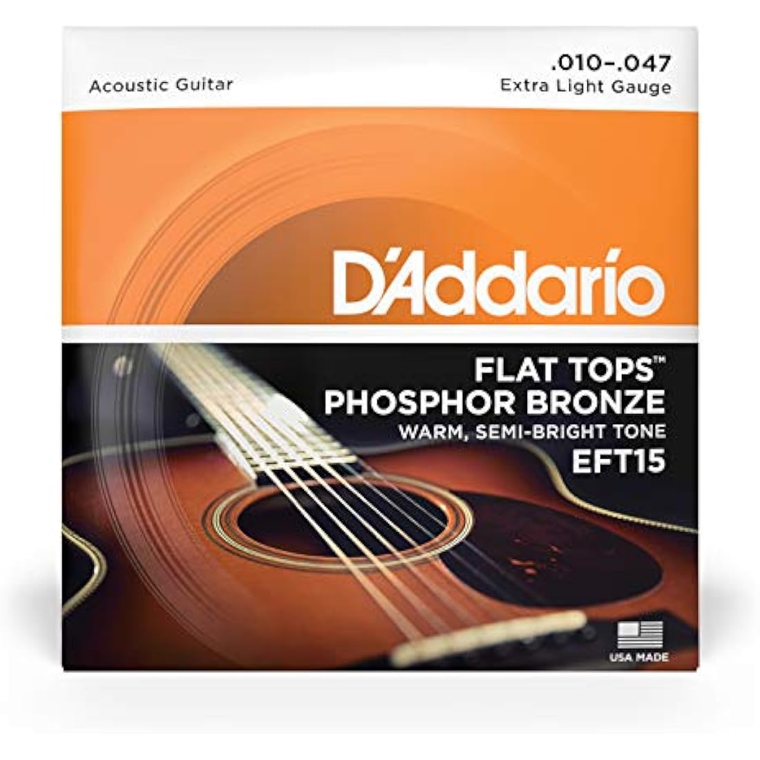 D'Addario Phosphor Bronze Flat Tops Acoustic Guitar Strings, 10-47