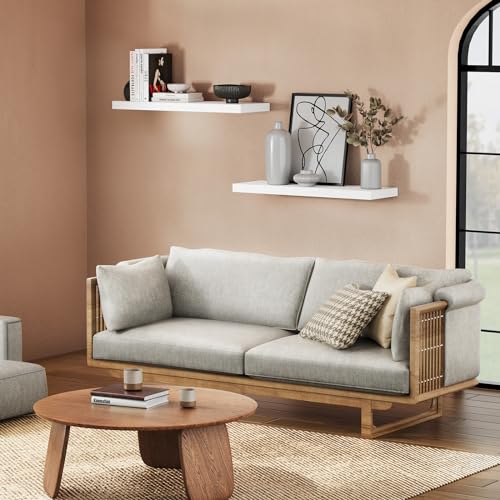 STOREMIC White Floating Shelves – Set of 2 Modern 60cm MDF Wall Shelves