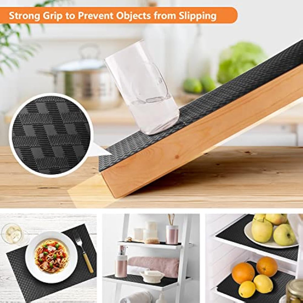 Shelf Liners – Non-Adhesive Waterproof EVA Drawer Mats, Black