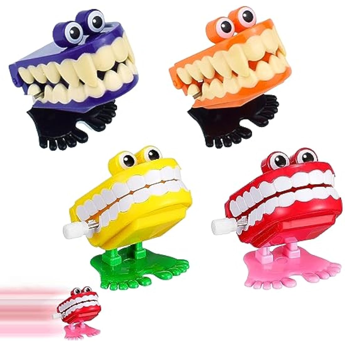 Mienocol 4-Piece Chattering Teeth Wind-Up Toys for Halloween Party
