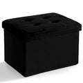 LINMAGCO Storage Ottoman Folding Foot Stool Foot Rest with Side Pocket Modern Ottoman with Storage Short Sofa Stool Velvet 43X33X33CMBlack - image 1