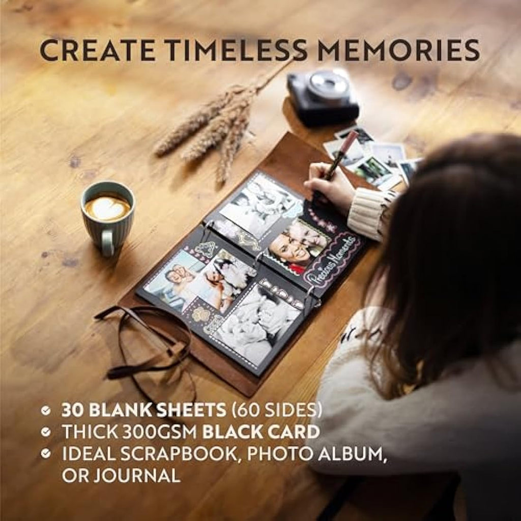 Moonster Full Grain Buffalo Leather Photo Album – Handmade Scrapbook