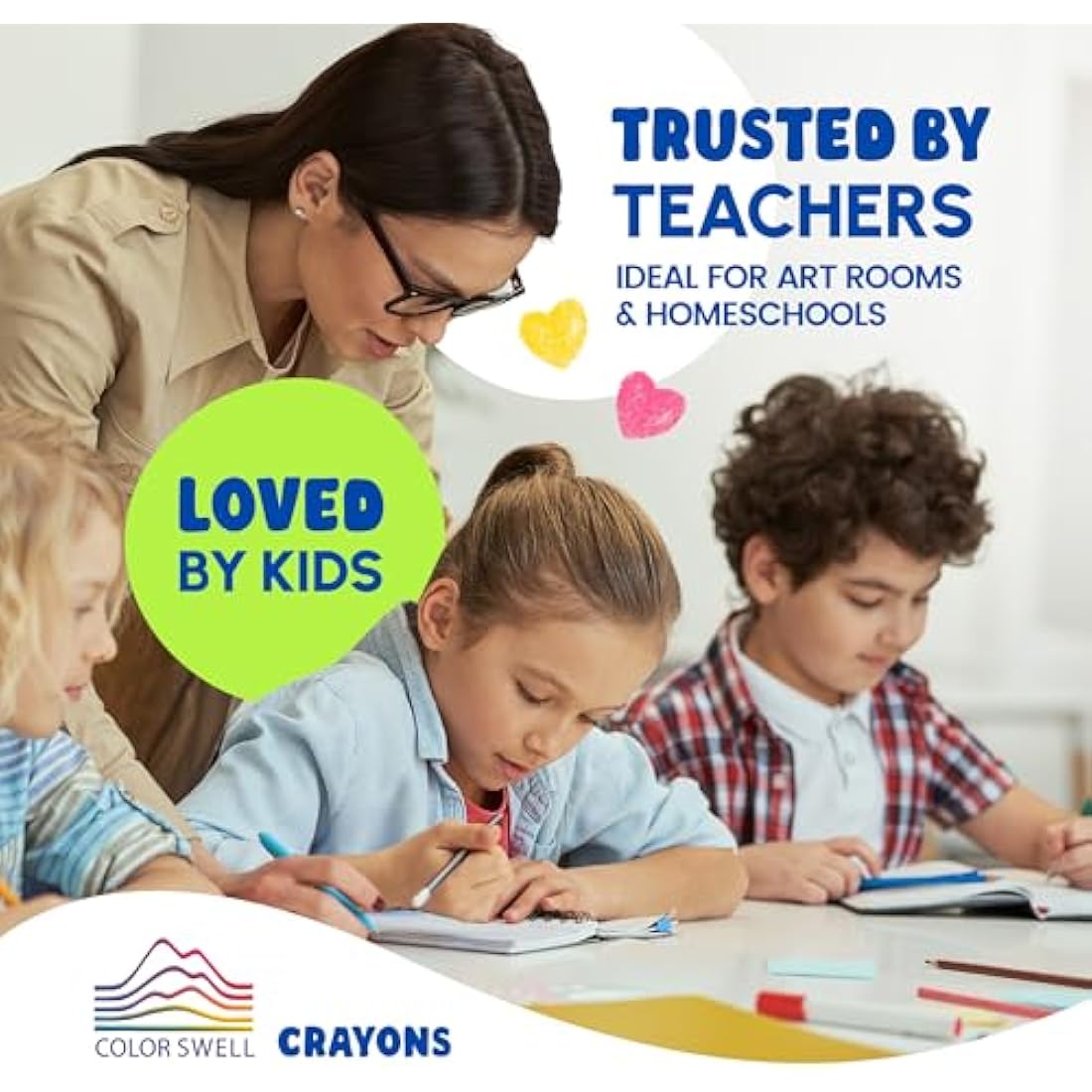 Color Swell Bulk Crayons - 10 Packs of 24 Vibrant Teacher Quality
