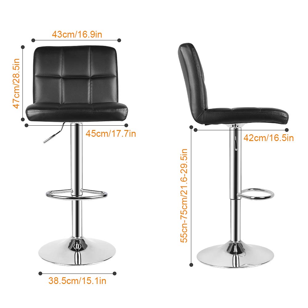 bigzzia Swivel Bar Stools Set of 2 - Adjustable PU Leather Counter Chairs