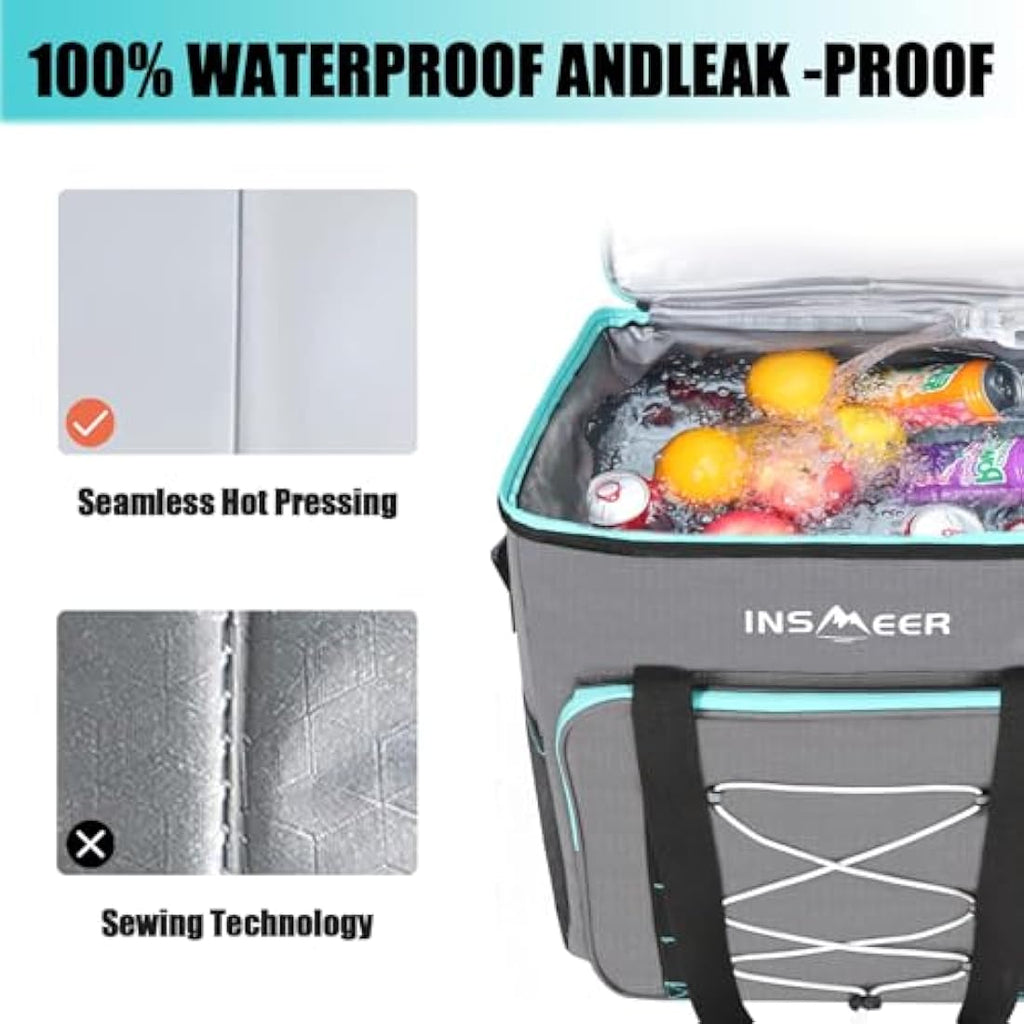 INSMEER 55L Large Insulated Cooler Bag – 90 Can Leakproof Soft Cooler