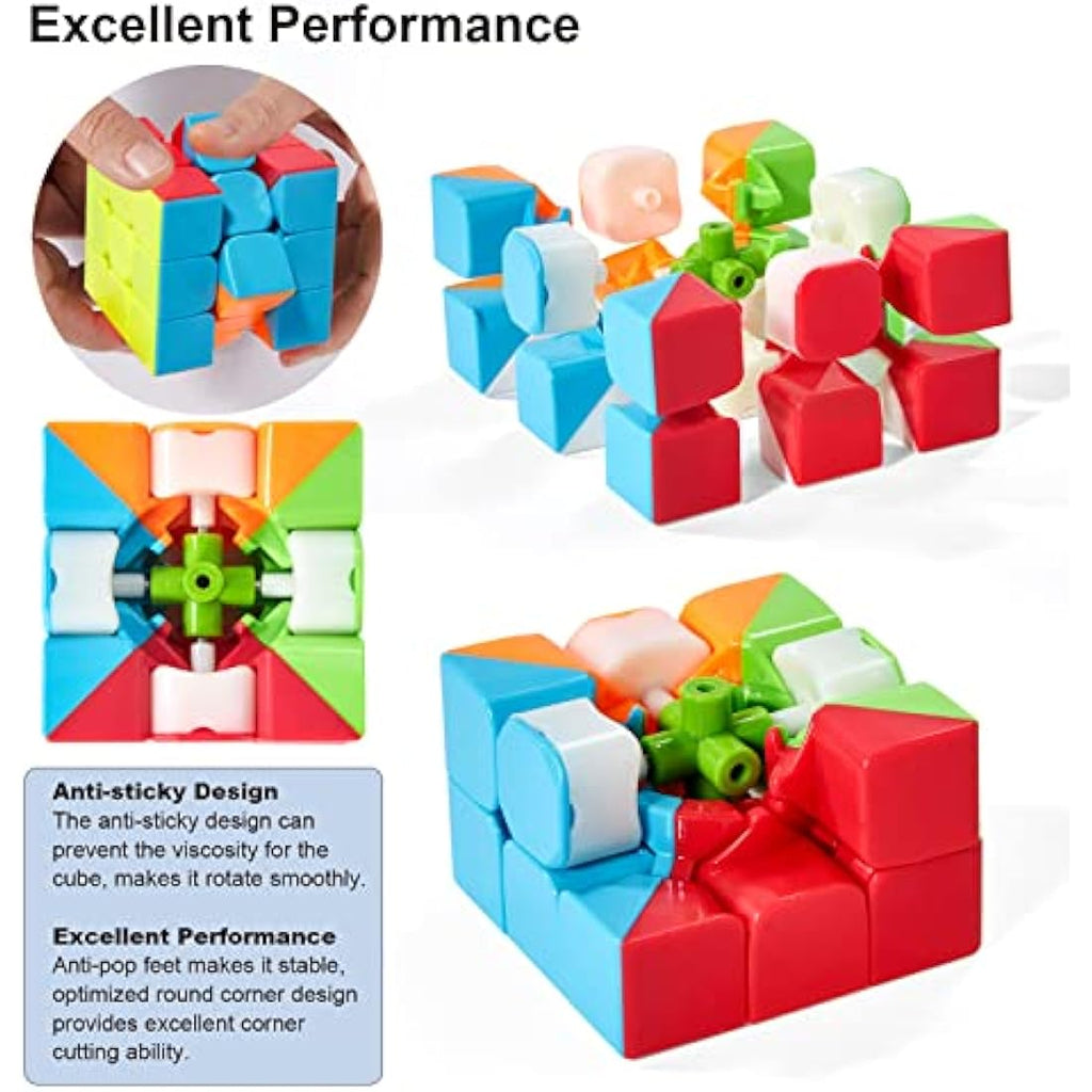 Roxenda Speed Cube Set | 2x2 3x3 Stickerless Magic Cube Puzzle Toy