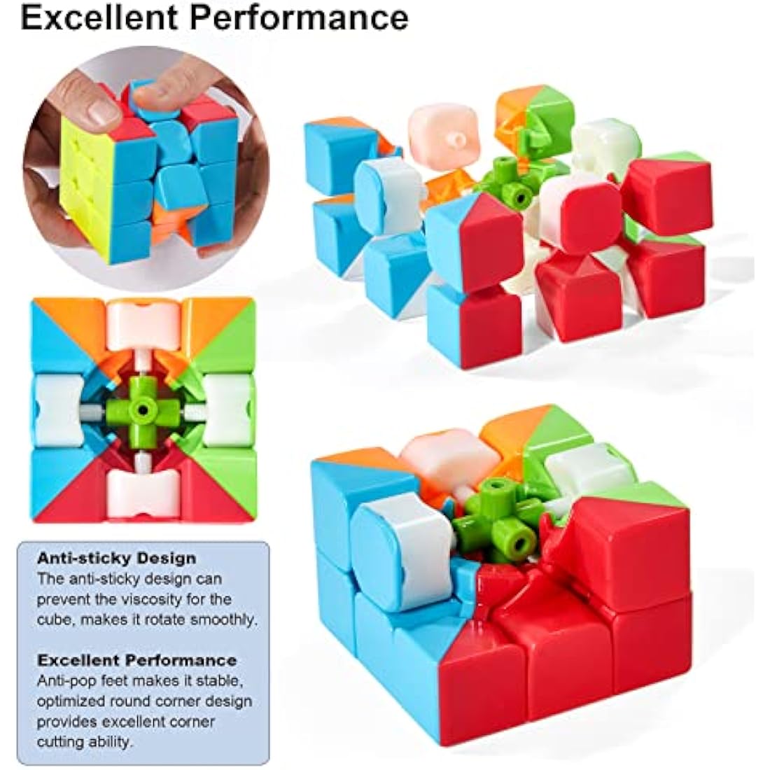 Roxenda Speed Cube Set | 2x2 3x3 Stickerless Magic Cube Puzzle Toy