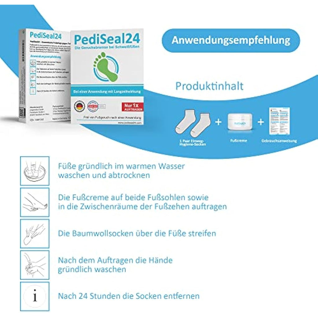 PediSeal24 Foot Cream Deodorant – Long-Term Odor Control with Socks