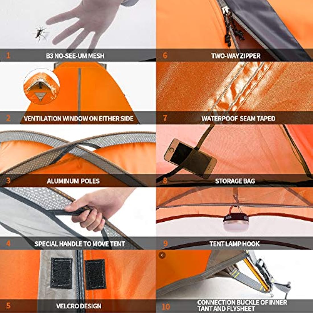 BISINNA 2-Person Backpacking Tent | 3-Season Waterproof Aluminum Pole Tent