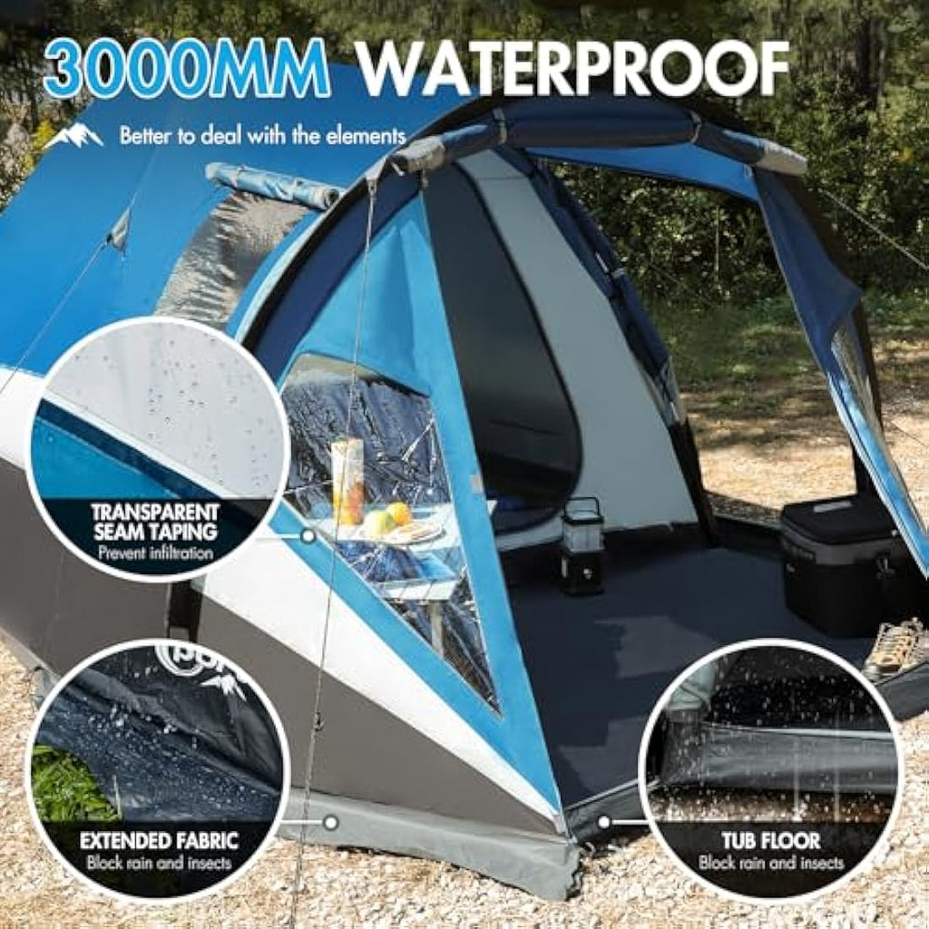 Portal 4-Person Family Camping Tent | 3000mm Waterproof with Porch