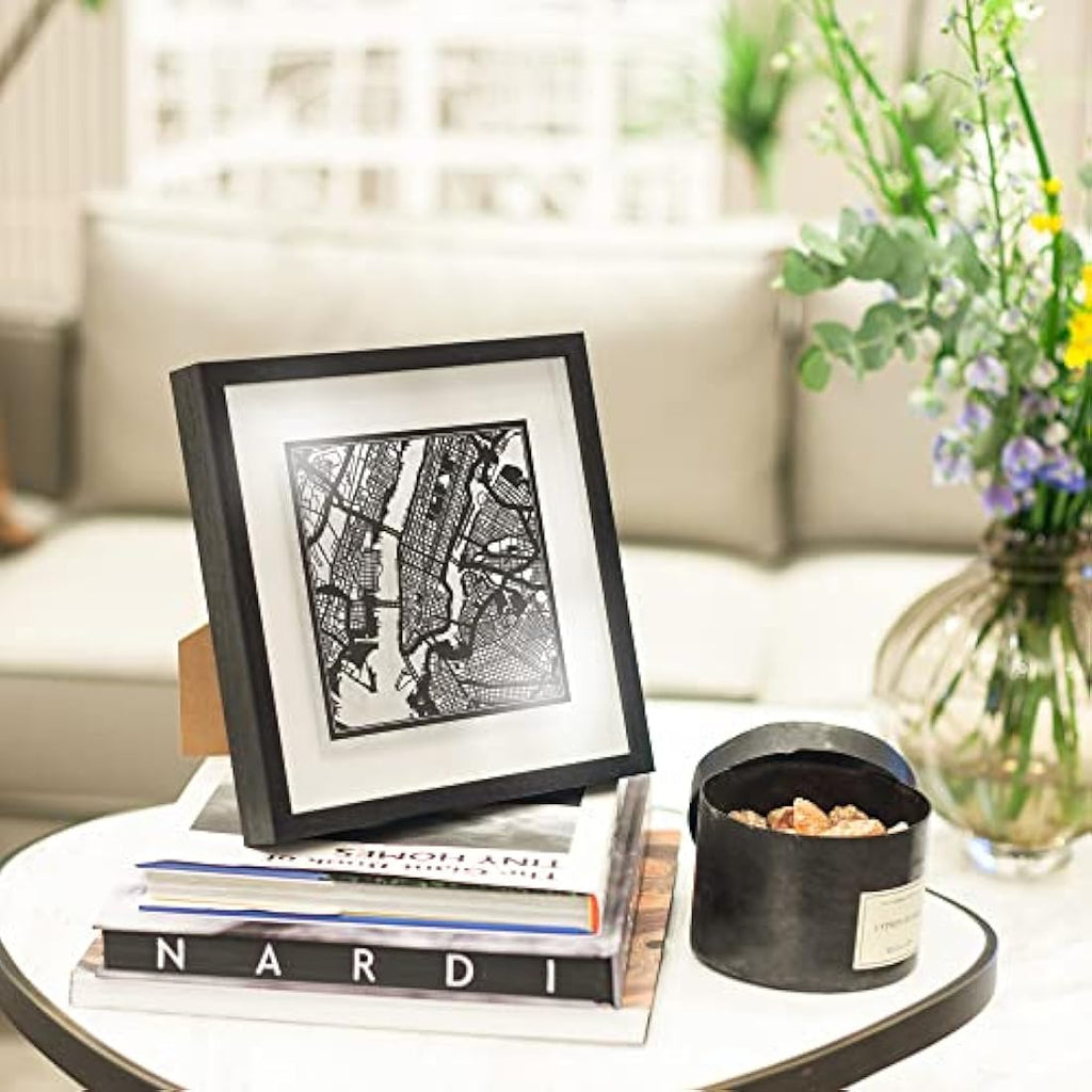 Cambridge Paper Cut Map Framed Wall Art | Jolof Store 9x9 White Frame