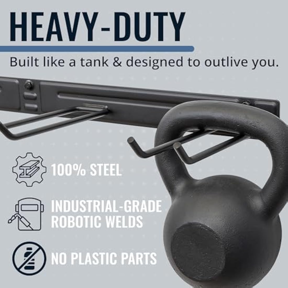 StoreYourBoard Heavy-Duty Steel Wall-Mounted Tool Rack with 4 Hooks