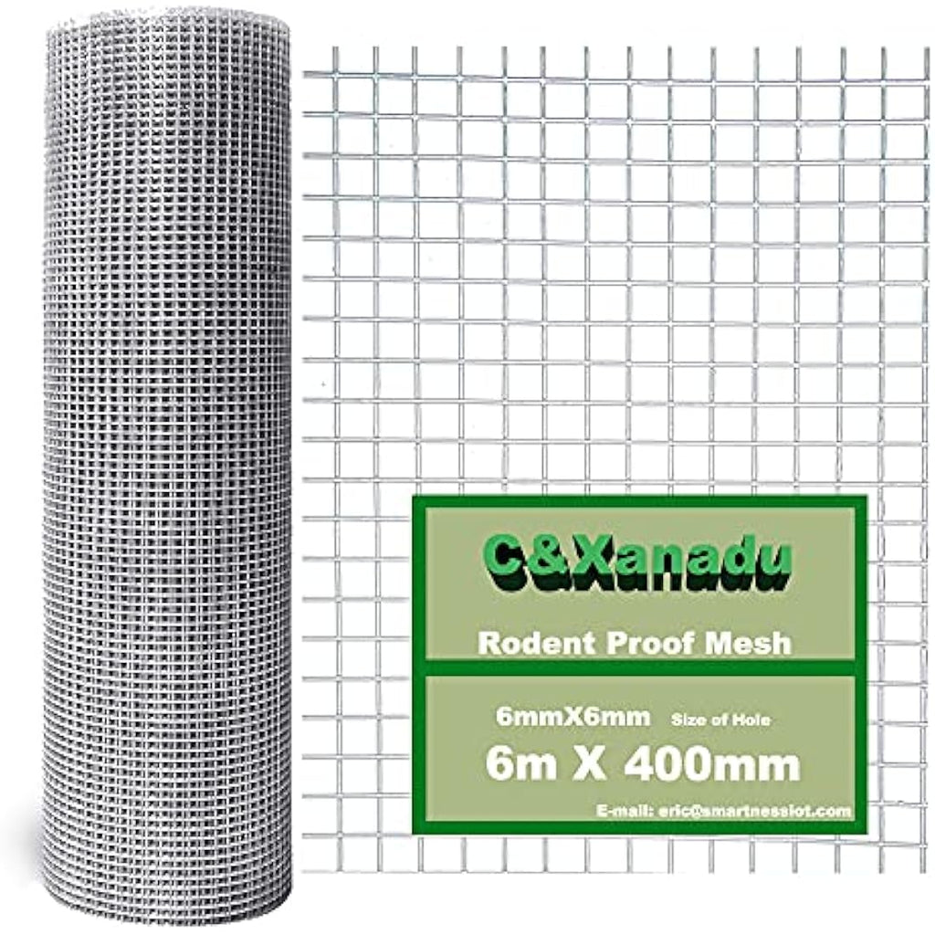 C&Xanadu Rodent Mesh – 400mm x 6m Galvanised Steel Rat Proof Wire Roll