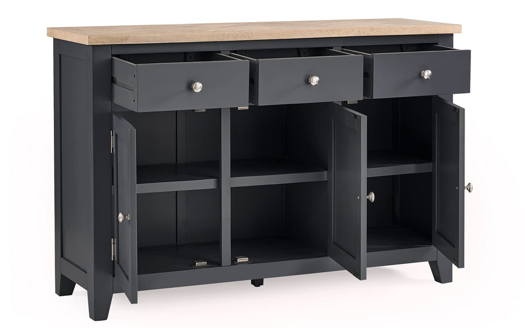 Julian Bowen Bordeaux Sideboard, Dark Grey & Oak - H86 x W128 x D40cm - image 3