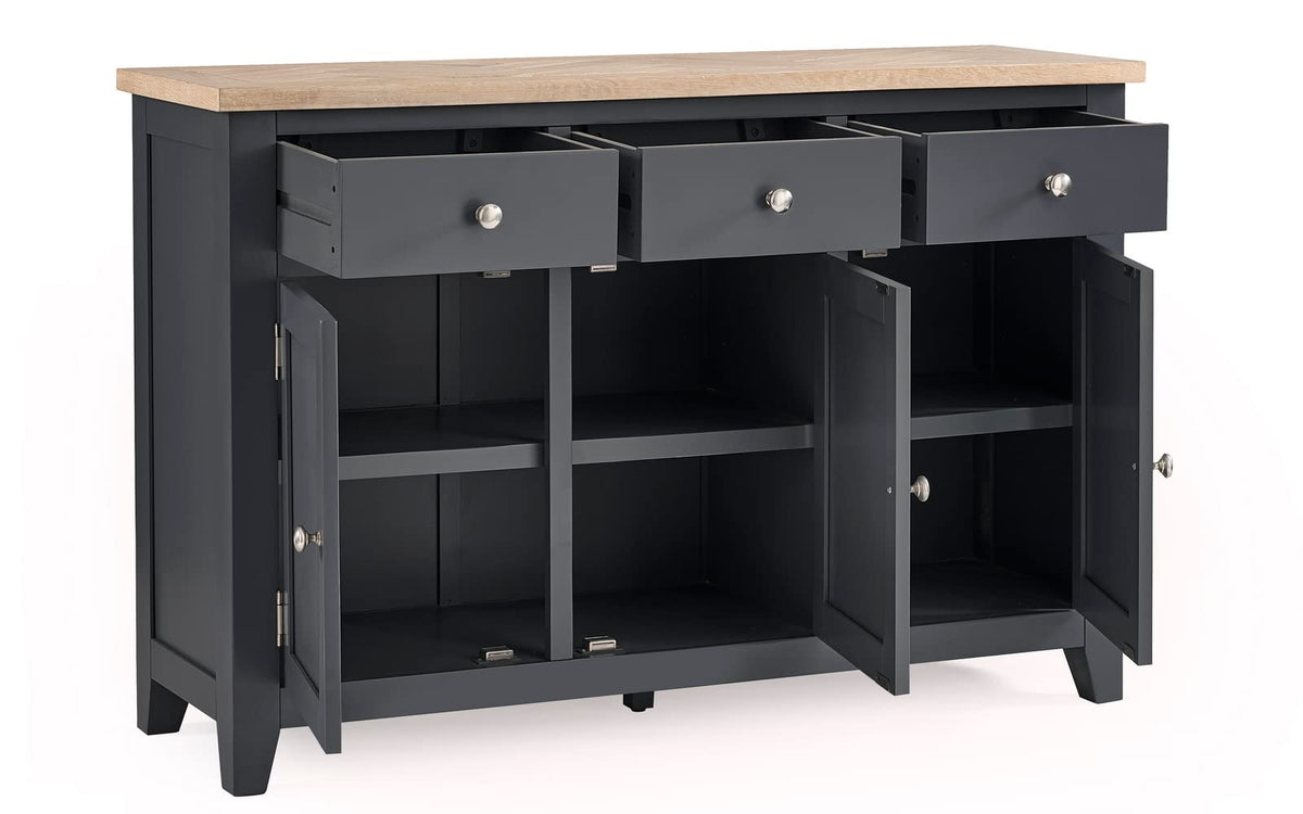 Julian Bowen Bordeaux Sideboard, Dark Grey & Oak - H86 x W128 x D40cm - image 3