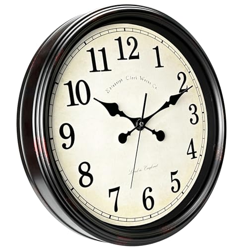 DIYZON 16 Inch Large Wall Clock | Silent Non-Ticking Vintage Quartz