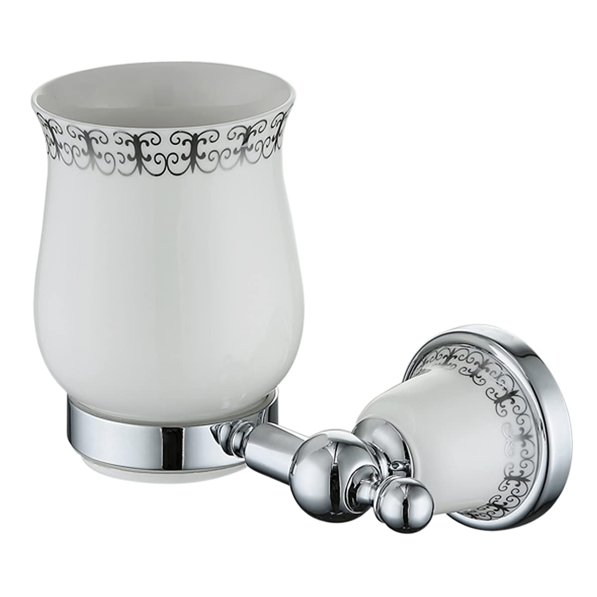 Wall Mounted Toothbrush Holder | Chrome & Ceramic Tumbler