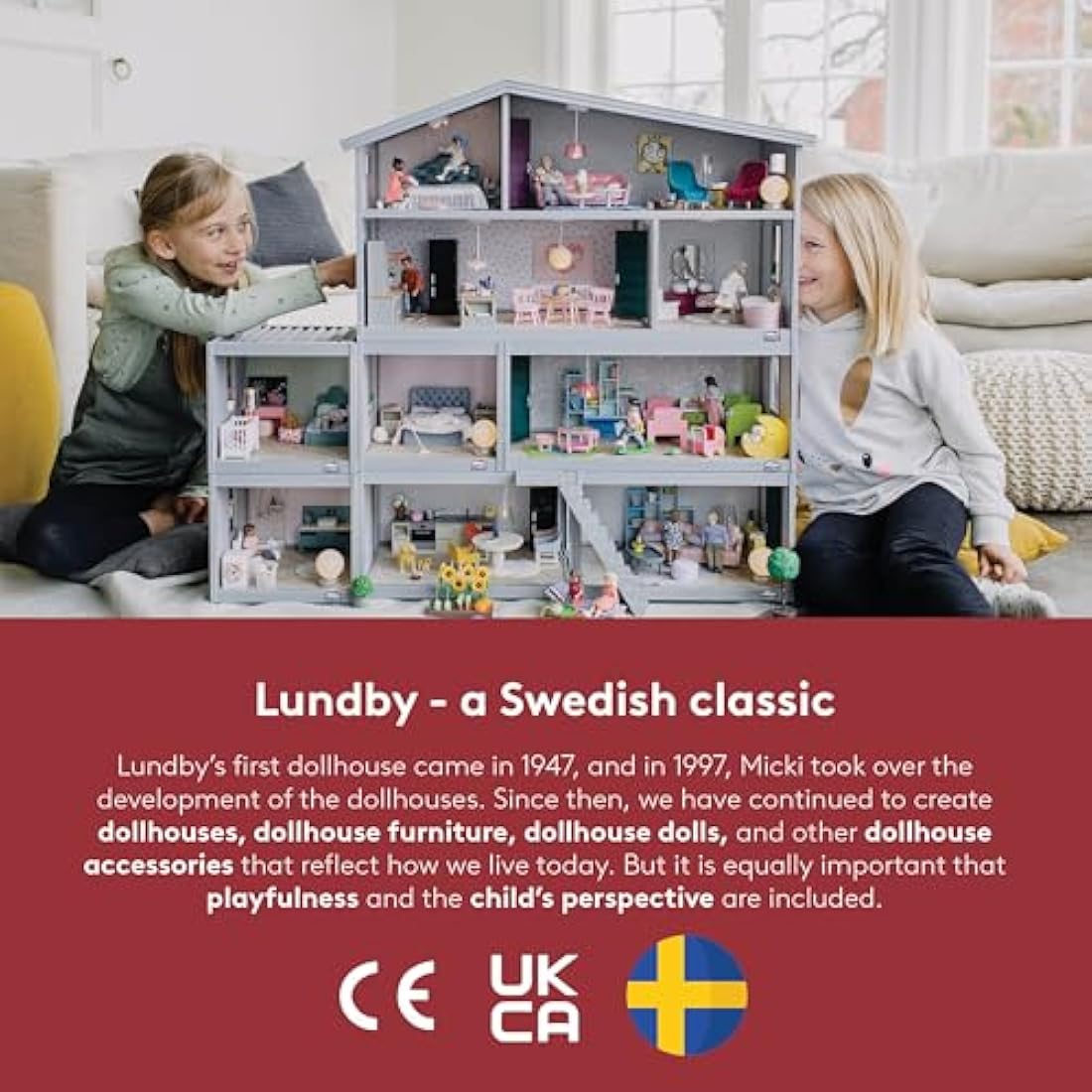 Lundby Expandable Modular Doll House – 2 Storey 4 Room Swedish Design
