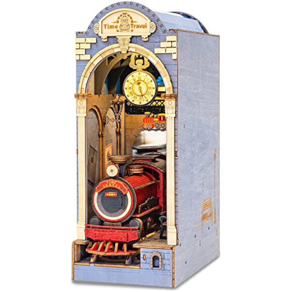 Robotime Time Travel DIY Book Nook Kit – Wooden Miniature House with LED