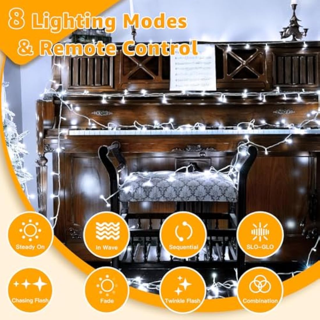 Ollny 30m 300 LED Fairy Lights | Cool White Waterproof Outdoor String