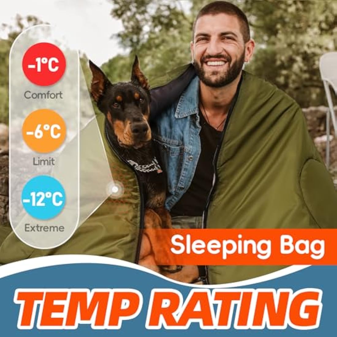 MEREZA XL Sleeping Bag | Big and Tall Cold Weather Camping Gear with Pillow