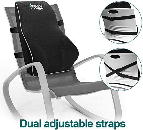 Feagar Lumbar Support Pillow – Memory Foam Back Cushion for Office & Car