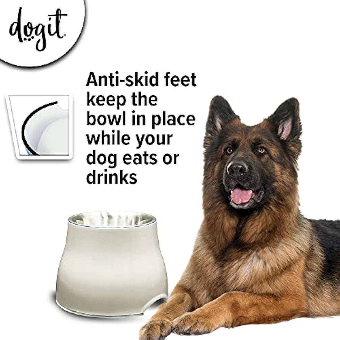 Dogit 2-in-1 Elevated Dog Bowl – Stainless Steel & Melamine, 900 ml