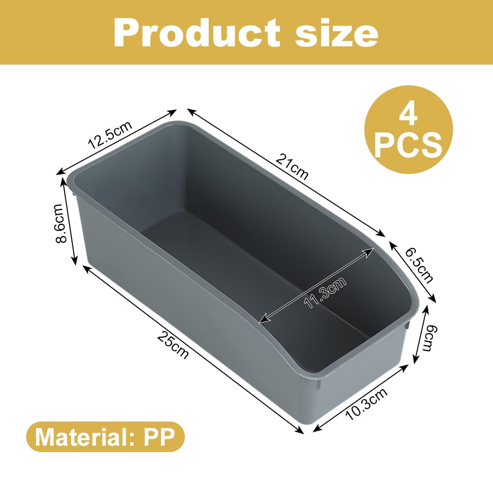Set of 4 Storage Boxes, Storage Basket, Plastic Organiser Box - image 2