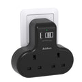 20W Double Plug Extension – 2 Way Multi Adaptor with 3 USB