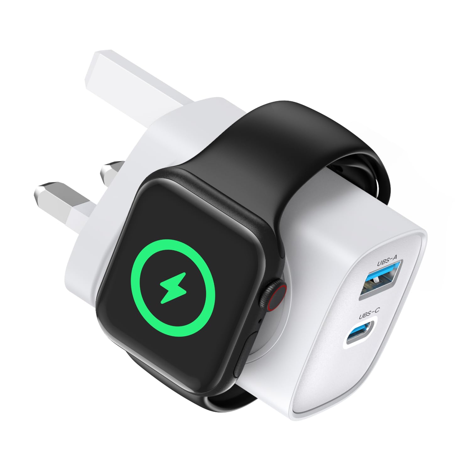 3-in-1 Apple Watch & iPhone Fast Charger – 20W USB-C UK Plug