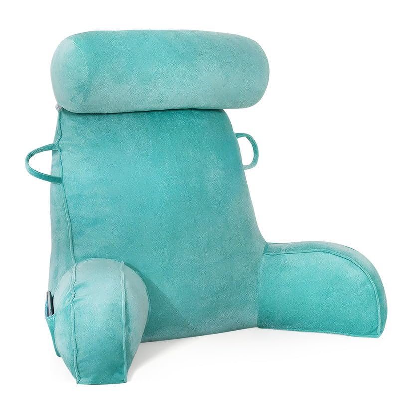 Mingfuxin Reading Pillow | Velvet Bed Backrest with Neck and Arm Support