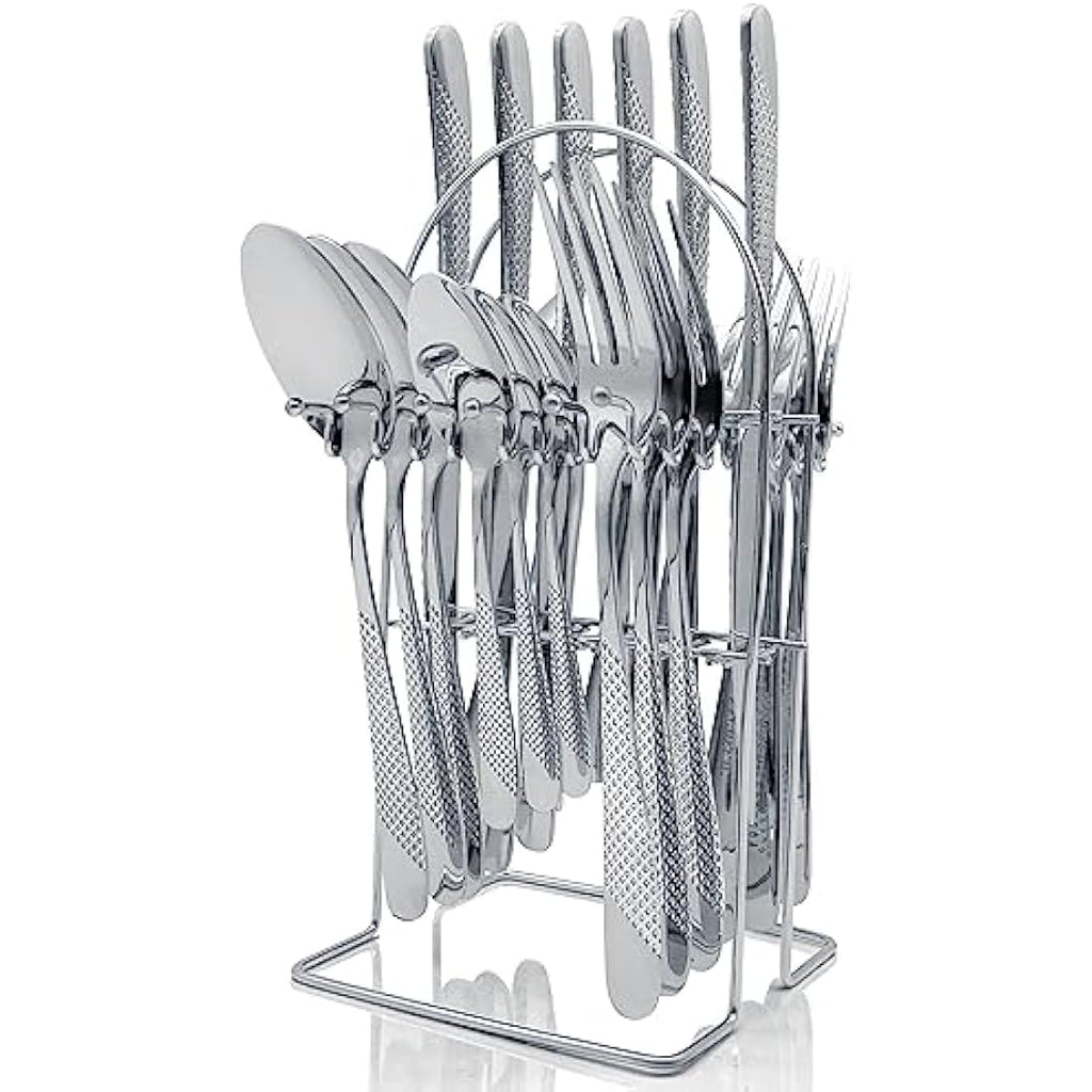 24-Piece Stainless Steel Cutlery Set with Holder | Service for 6