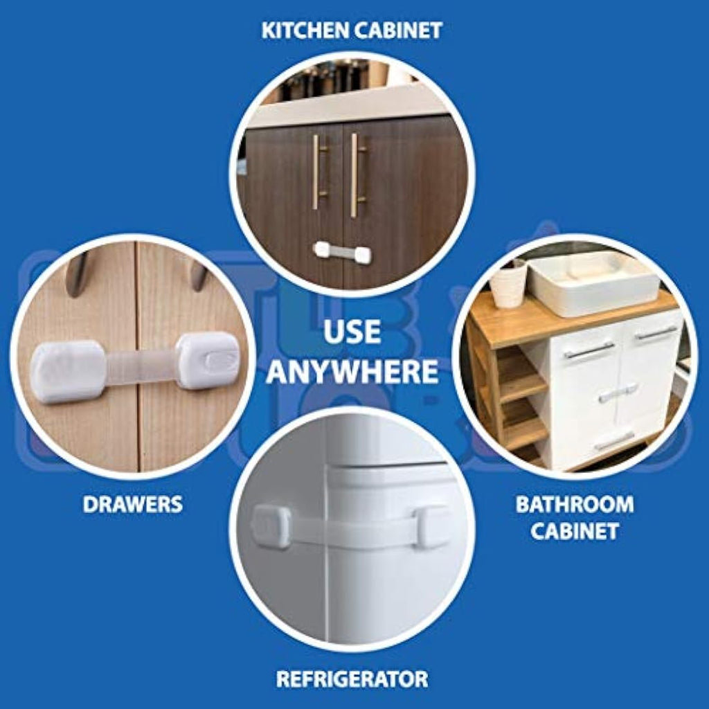 Baby Proof Cabinet Locks – Adjustable Child Safety Latches (8 Pack)