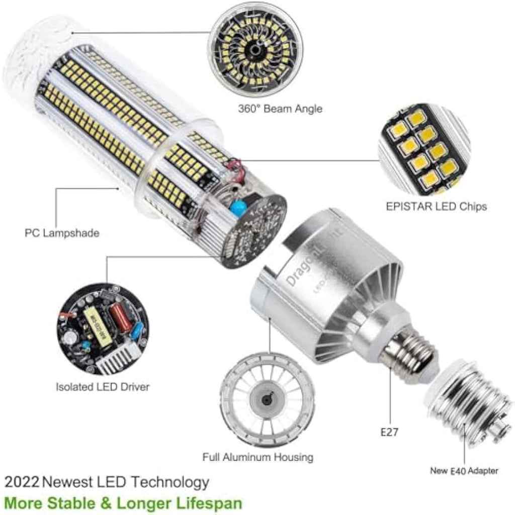 Jolof Store 80W LED Corn Bulb | 600W Equiv | E27/E40 Base | 5000K Daylight
