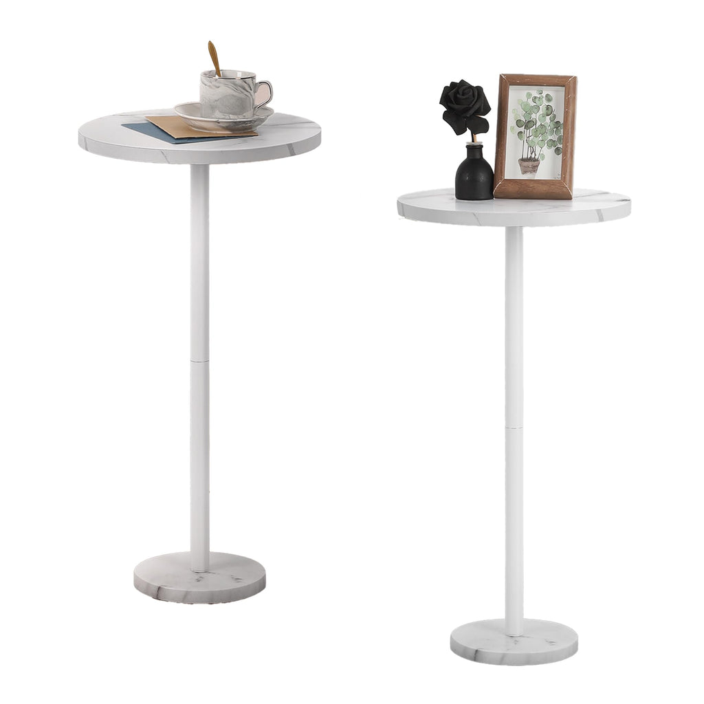 smusei Round Side Tables Set of 2 – White Marble Base Coffee Tables